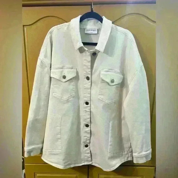 Women’s Lane Bryant Ecru/Ivory Color Denim Shacket Plus Size 20 - Picture 1 of 10